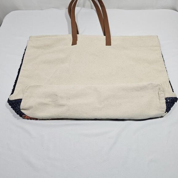 Rays for Days Striped Woven Cotton Blend Beach Grocery Tote Bag - Picture 6 of 14